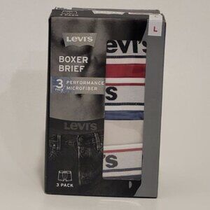 NWT 3 PACK MENS LEVI'S BOXER BRIEF PERFORMANCE MICROFIBER Size L